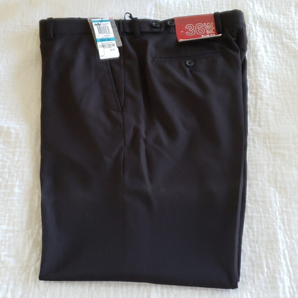 ALFANI "THE DEREK" FLAT FRONT SLIM FIT BLACK PANTS